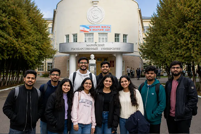 Indian students at Mari State University, Yoshkar-Ola